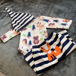 Woodland animal onesie set